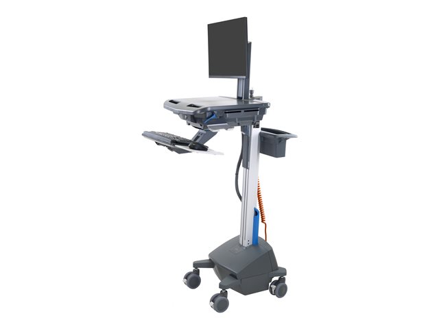 Ergotron StyleView - Cart - open architecture - for LCD display / PC equipment - with LCD pivot, LiFe powered, EU - lockable - medical - high-grade plastic, aluminium, zinc-plated steel - dark grey - screen size: up to 24\" - 45 Ah - lithium iron phos