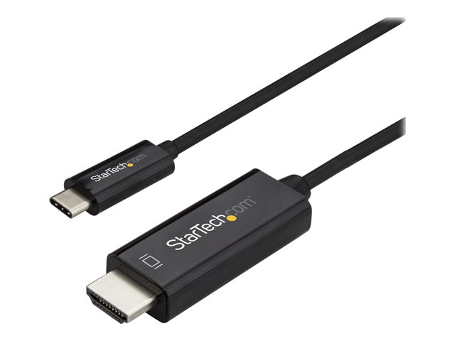 StarTech.com 6ft (2m) USB C to HDMI Cable, 4K 60Hz USB Type C to HDMI 2.0 Video Adapter Cable, Thunderbolt 3 Compatible, Laptop to HDMI Monitor/Display, DP 1.2 Alt Mode HBR2 Cable, Black - 4K USB-C Video Cable (CDP2HD2MBNL) - Adapter cable - 24 pin USB-C male to HDMI male - 2 m - black - 4K60Hz (3840 x 2160) support - for P/N: TB4CDOCK