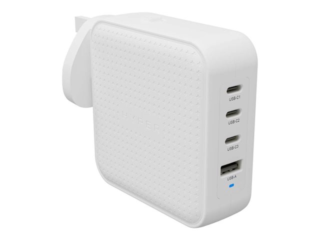 Targus HyperJuice - Power adapter - GaN - 100 Wh - Quick Charge 3.0, Power Delivery 3.0 + PPS - 4 output connectors (USB, 3 x USB-C) - white