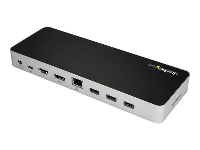 StarTech.com USB C Dock, Dual Monitor HDMI & DisplayPort 4K 30Hz, USB Type-C Laptop Docking Station 60W Power Delivery (PD), SD, 4-port USB-A 3.0 Hub, GbE, Audio, Thunderbolt 3 Compatible - USB 3.1 Gen 1 Dock (DK30CHDPPDUE) - Docking station - USB-C - HDMI, DP - 1GbE - 60 Watt