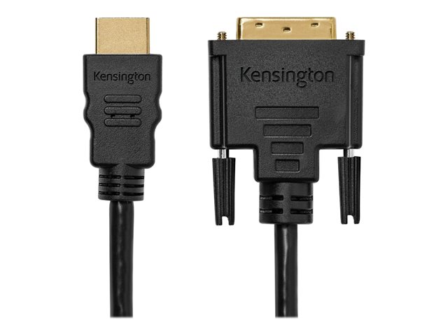 Kensington HDMI (M) to DVI-D (M) Passive Cable, 6ft - Adapter cable - DVI-D male to HDMI male - 1.83 m - double shielded - black - passive, thumbscrews