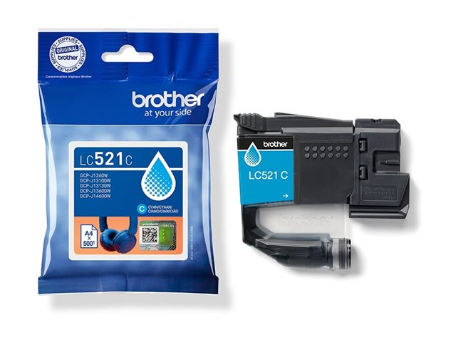 Brother LC521C - Cyan - original - pillow pack - ink cartridge - for Brother DCP-J1260W, DCP-J1310DW
