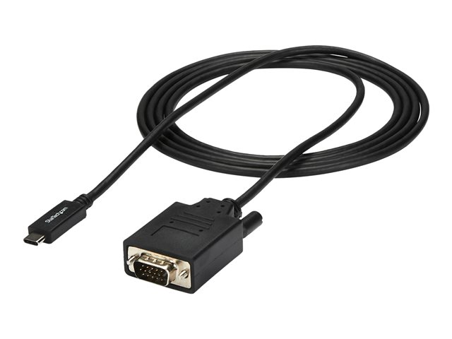 StarTech.com 6ft (2m) USB C to VGA Cable, 1920x1200/1080p USB Type C to VGA Video Active Adapter Cable, Thunderbolt 3 Compatible, Laptop to VGA Monitor/Projector, DP Alt Mode HBR2 Cable - 2m USB-C Video Cable (CDP2VGAMM2MB) - Video / USB cable - 24 pin USB-C (M) to HD-15 (VGA) (M) - 2 m - 1920 x 1200 (WUXGA) support - black - for P/N: TB4CDOCK