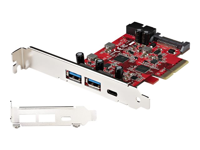 StarTech.com 5-Port USB PCIe Card, 10Gbps USB 3.1 Gen 2 PCIe Card w/ 1x USB-C & 2x USB-A, 1x 2 Port IDC (Internal 5Gbps USB Header Expansion), USB C PCIe Card, PCI Express USB Controller - Windows/macOS/Linux (PEXUSB312A1C1H) - USB adapter - PCIe 3.0 x4 - USB-C 3.1 Gen 2 x 2 + USB-C 3.2 Gen 2 x 1 - red