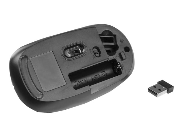Muis - rechts- en linkshandig - 3 knoppen - draadloos - 2.4 GHz - USB draadloze ontvanger - zwart