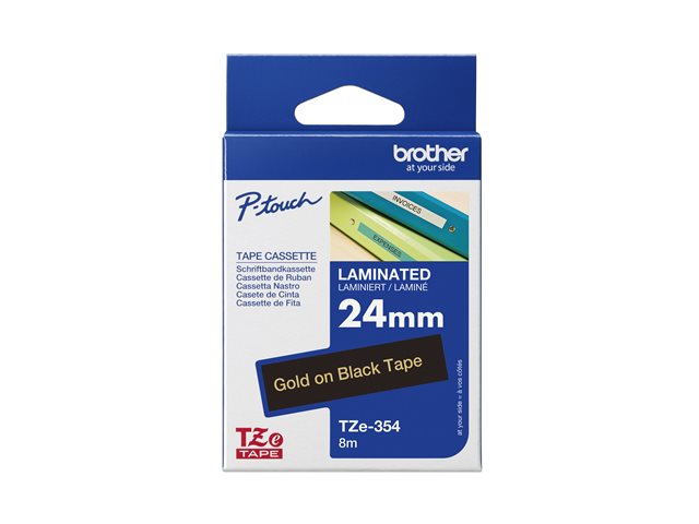 TZe354 - Gel. tape - goud op zwart - Rol (2.4 cm x 8 m) 1 rol(len) - voor P-Touch OA. PT-2430. 2700. 3600. 7500. 7600. 9700. 9800. D600. E500. E550. H500