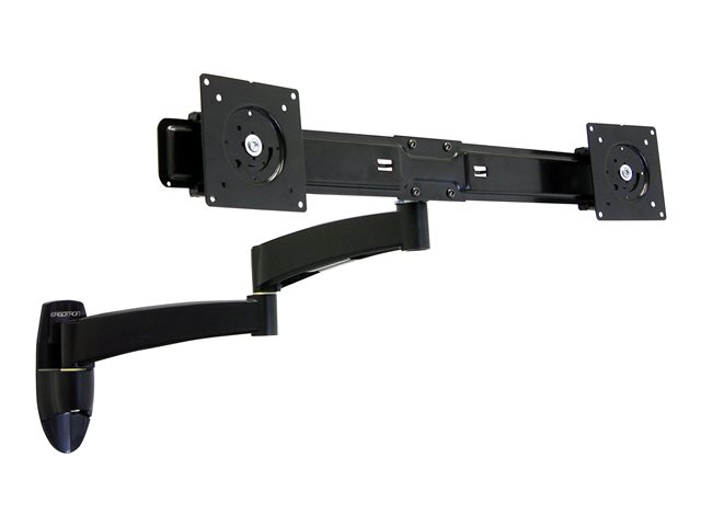 Ergotron 200 Series - Mounting kit (wall bracket, dual articulating arm, crossbar, 2 extensions, 2 VESA adapters) - adjustable arm - for 2 LCD displays - steel - black - screen size: up to 22\" - wall-mountable