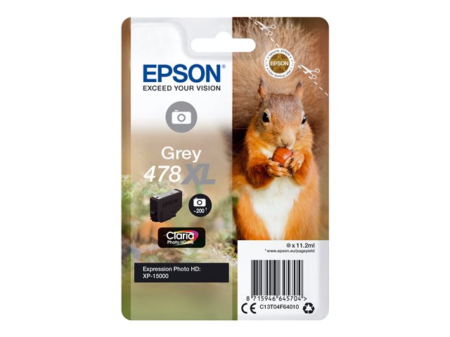 Epson 478XL - 11.2 ml - high capacity - grey - original - ink cartridge - for Expression Home HD XP-15000