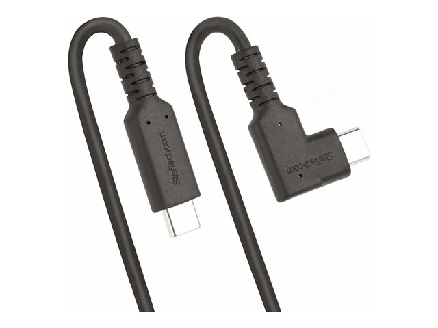 StarTech.com 1.6ft (50cm) Rugged Right Angle USB-C Cable, USB 3.2 Gen 2 (10 Gbps), USB C to C Data Transfer Cable, 4K 60Hz DP Alt Mode, 100W Power Delivery - 90 Degree USB-C Cable (RUSB31CC50CMBR) - USB cable - 24 pin USB-C (M) straight to 24 pin USB-C (M) right-angled - USB 3.2 Gen 2 - 50 cm - rugged, 4K60Hz support - black
