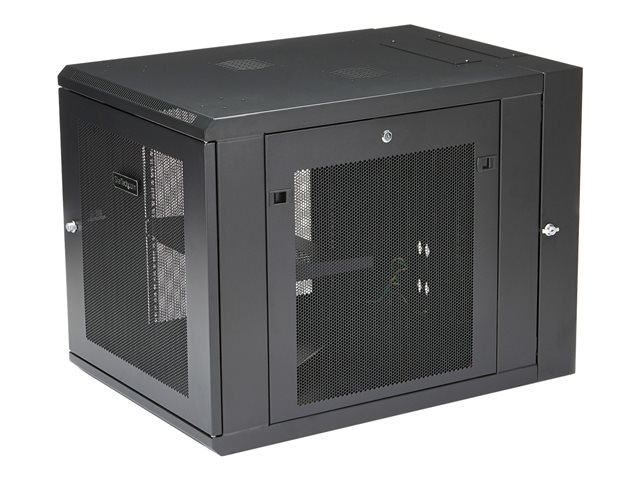 StarTech.com 12U 19\" Wall Mount Network Cabinet, 4 Post 24\" Deep Hinged Server Room Data Cabinet- Locking Computer Equipment Enclosure with Shelf, Flexible Vented IT Rack, Pre-Assembled - 12U Vented Cabinet (RK1232WALHM) - Rack enclosure cabinet - wall mountable - black - 12U