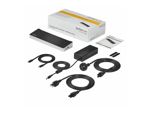 StarTech.com USB-C Dock, 4K Triple Monitor USB Type-C Docking Station with Dual DisplayPort & HDMI, 100W Power Delivery + Charging, USB 3.0/3.1 Gen 1 Hub (1x USB-C + 4x USB-A) w/ Ethernet - 100W PD Laptop Dock (DK30CH2DEPUE) - Docking station - USB-C - HDMI, DP - 1GbE - 100 Watt - TAA Compliant