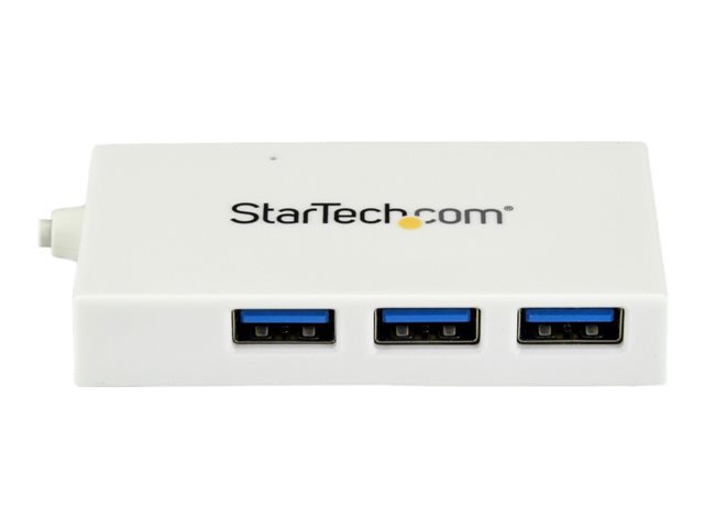 StarTech.com 4 Port USB C Hub with 1x USB-C & 3x USB-A Ports (SuperSpeed 5Gbps), USB Bus Powered, Compact Portable/Laptop USB 3.0 Adapter Hub, USB 3.1 Gen 1/USB 3.2 Gen 1 Type-C Hub, White - Windows/macOS/Linux (HB30C3A1CFBW) - Hub - 3 x SuperSpeed USB 3.0 + 1 x USB 3.1 - desktop