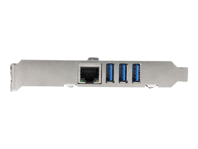 StarTech.com 3 Port PCI Express USB 3.0 Card + Gigabit Ethernet - Fits Standard & Low-Profile PCs - UASP Supported - Optional SATA Power (PEXUSB3S3GE) - Network / USB adapter - PCIe 2.0 low profile - USB 3.0 x 3 + 1000Base-T x 1