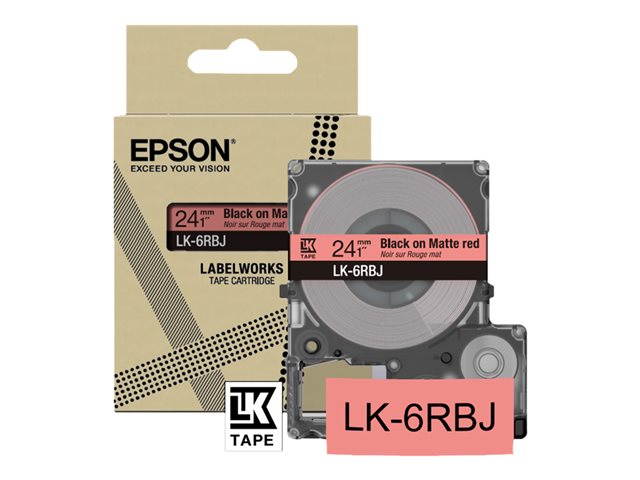 Epson LabelWorks LK-6RBJ - Black on matte red - Roll (2.4 cm x 8 m) 1 cassette(s) hanging box - tape cartridge - for LabelWorks LW-C610