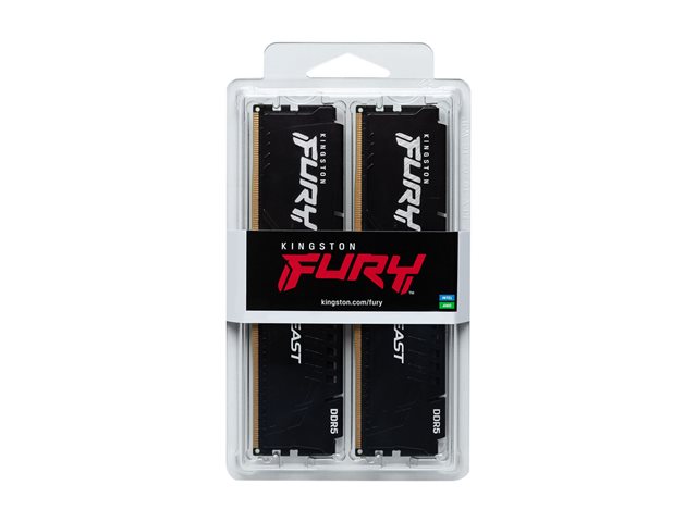 Kingston FURY Beast - DDR5 - kit - 16 GB: 2 x 8 GB - DIMM 288-pin - 5600 MHz / PC5-44800 - CL40 - 1.25 V - unbuffered - on-die ECC