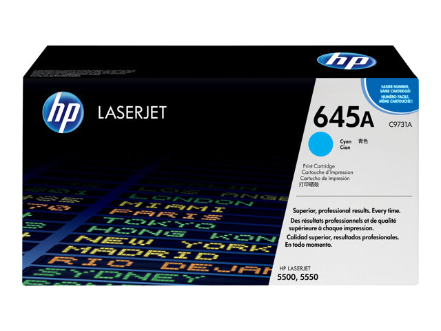 HP 645A - Cyan - original - LaserJet - toner cartridge (C9731A) - for Color LaserJet 5500, 5550, LaserJet 5000