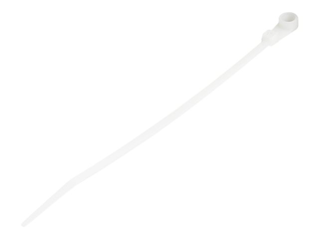 StarTech.com 15cm(6\") Cable Ties with Mounting Hole, 3mm(1/8\") wide, 40mm(1-1/2\") Bundle Dia. 18kg(40lb) Tensile Strength, Nylon 66 Self Locking Ties with Screw Hole, UL Listed, 100 Pack - UL94 V-2 Rated - TAA (CBMZTS10N6) - Cable tie - 17.2 cm - white - TAA Compliant (pack of 100)
