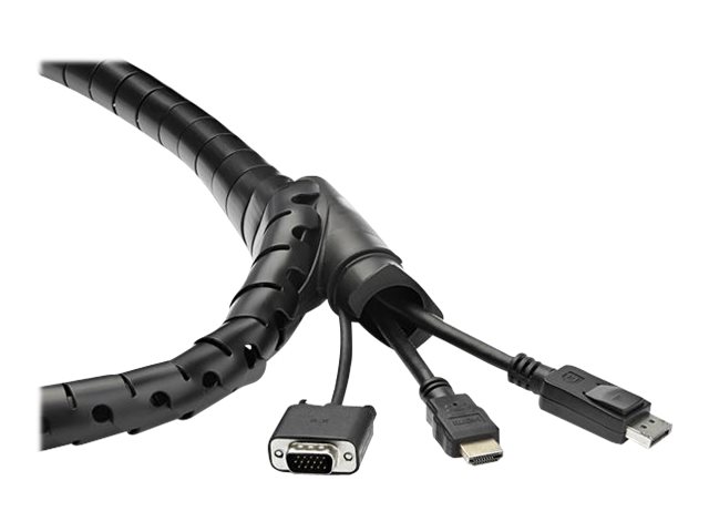 StarTech.com 1.5m (4.9ft) Cable Management Sleeve - Spiral - 1.8\" (45mm) Diameter - W/ Cable Loading Tool (CMSCOILED3) - Cable sleeving kit - black - 1.5 m