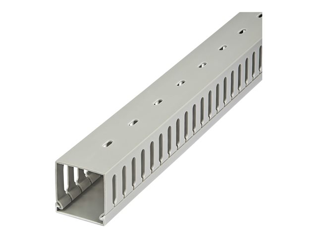 StarTech.com Open Slot Cable Management Raceway with Cover, 2\"(50mm)W x 2\"(50mm)H, 6.5ft(2m) length, 1/4\"(8mm) Slots, PVC Network Cable Hider/Wall Wire Duct, Max 80 Cables, UL Listed - UL94 V0, M1 Fire Rated - Cable raceway - 2 m - grey - TAA Compliant