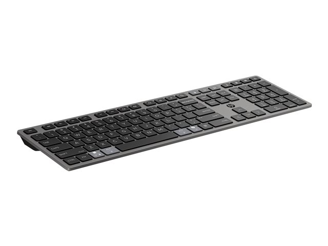 HP 720 - Keyboard - multi-device, rechargeable, powered by SuperCapacitor, 22 programmable keys - full size - wireless - 2.4 GHz, Bluetooth - AZERTY - Belgium - nightfall black