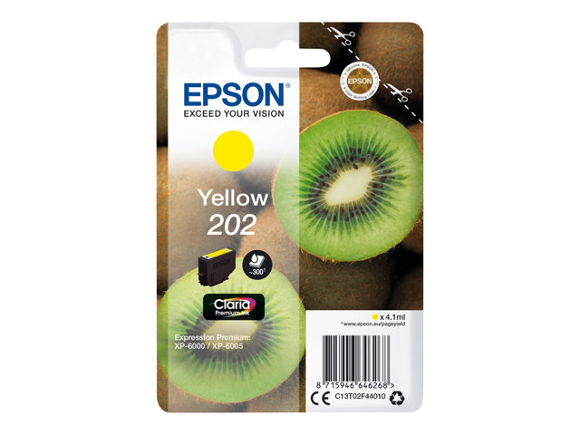 Epson 202 - 4.1 ml - yellow - original - ink cartridge - for Expression Premium XP-6000, XP-6005, XP-6100, XP-6105