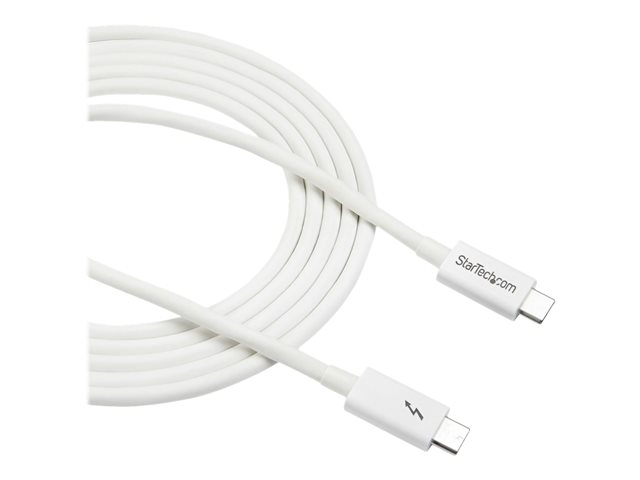 StarTech.com 6.6ft (2m) Thunderbolt 3 Cable, 20Gbps, 100W PD, 4K Video, Thunderbolt-Certified, Compatible w/ TB4/USB 3.2/DisplayPort - Thunderbolt cable - 24 pin USB-C (M) to 24 pin USB-C (M) - USB 3.1 Gen 2 / Thunderbolt 3 / DisplayPort 1.2 - 2 m - 4K support - white - for P/N: CDP2HDUACP, CDP2HDUACPW