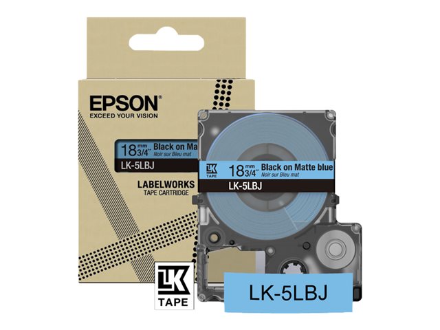 Epson LabelWorks LK-5LBJ - Black on matte blue - Roll (1.8 cm x 8 m) 1 cassette(s) hanging box - tape cartridge - for LabelWorks LW-C410, LW-C610