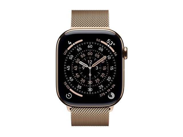 Apple Watch Series 11 GPS + Cellular 46mm Gold Titanium Case with Gold Milanese Loop - S/M
