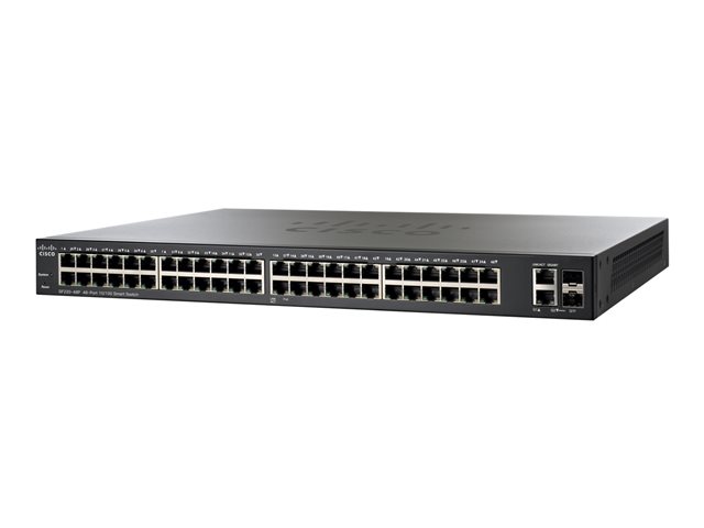 Cisco 220 Series SF220-48P - Switch - Managed - 48 x 10/100 (PoE) + 2 x combo Gigabit SFP - desktop, rack-mountable - PoE (375 W)