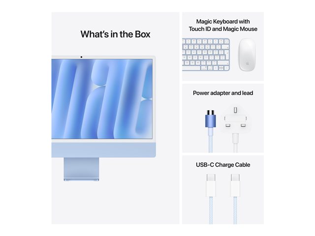 24-inch iMac with Retina 4.5K display: Apple M4 chip with 10-core CPU and 10-core GPU, 16GB, 256GB SSD - Blue
