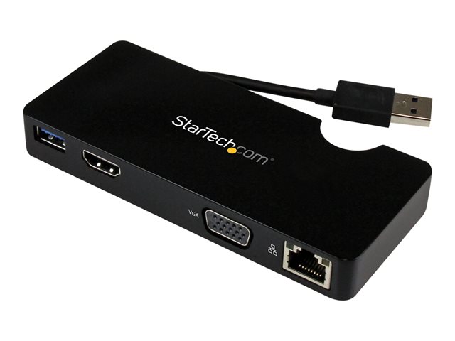 StarTech.com USB 3.0 to HDMI or VGA Adapter Dock - USB 3.0 Mini Docking Station w/ USB, GbE Ports - Portable Universal Laptop Travel Hub (USB3SMDOCKHV) - Docking station - USB - HDMI - 1GbE - for P/N: ARMPIVOT, ARMPIVOTE, ARMPIVSTND, ARMSLIM, ARMUNONB