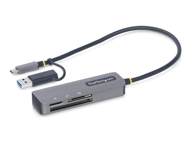 StarTech.com USB 3.0 Multi-Media Memory Card Reader, SD/microSD/CompactFlash Card Reader, Portable USB 5Gbps Card Adapter, External USB-C Card Reader with Attached USB-A Adapter - Works with Any Operating System (FCREADMICRO3V2) - Card reader (CF II, microSDHC, microSDXC, SDHC, SDXC, SD 3.0 UHS-I) - USB 3.0/USB-C