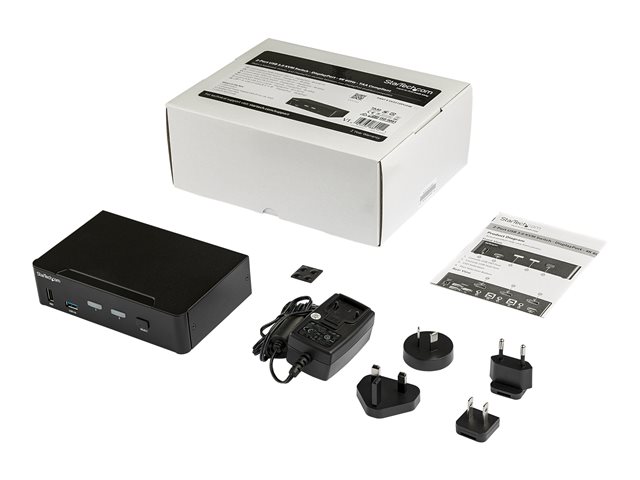 StarTech.com 2 Port DisplayPort KVM Switch, 4K 60Hz, Single Display, Dual Port UHD DP 1.2 USB KVM Switch with Integrated USB 3.0 Hub and Audio, Dell, HP, Apple, Lenovo, TAA Compliant - Keyboard/Video/Mouse Switch (SV231DPU34K) - KVM / audio / USB switch - 2 x KVM / audio / USB - desktop - TAA Compliant