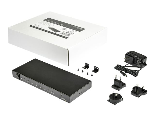 StarTech.com 4K 60hz HDMI Splitter - 8 Port - HDR Support - 7.1 Surround Sound Audio - HDMI Distribution Amplifier - HDMI 2.0 Splitter (ST128HD20) - Video/audio splitter - 8 x HDMI - for P/N: ST121HD20FXA