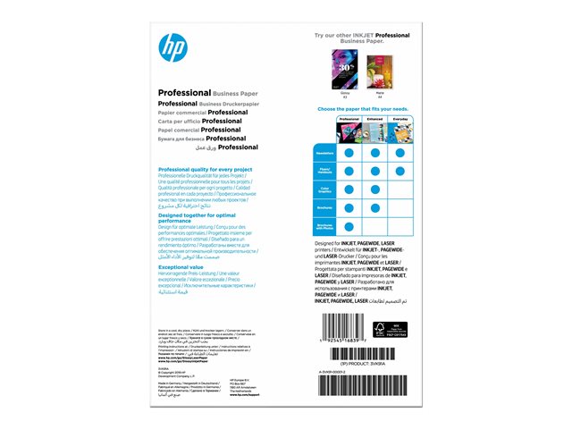 HP Professional Glossy Paper - Glossy - A4 (210 x 297 mm) - 180 g/m² - 150 sheet(s) photo paper - for Deskjet 15XX, Ink Advantage 27XX, Officejet 80XX, 9012, Photosmart B110