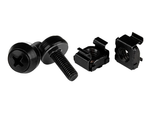 StarTech.com M5 x 12mm Screws and Cage Nuts - 100 Pack - M5 Mounting Screws and Cage Nuts for Server Rack and Cabinet - Black (CABSCREWM52B) - Rack screws and nuts - black - for P/N: RACK-18U-20-WALL-OA, RACK-21U-20-WALL-OA, RACK-24U-20-WALL-OA, RK12OD2, RK3236BKF