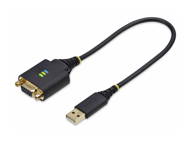 StarTech.com 1ft/30cm USB to Null Modem Serial Adapter Cable, FTDI, RS232 - USB / serial cable - USB (M) to DB-9 (F) screwable - 30 cm - rugged, molded - black