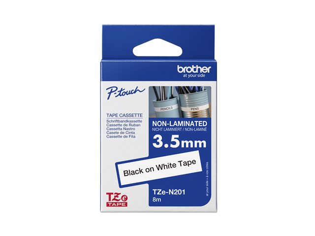 Brother TZe-N201 - Black on white - Roll (3.56 cm x 8 m) 1 cassette(s) non-laminated tape - for Brother PT-D210, D600, P750, P950, P-Touch PT-D410, D460, E310, P-Touch Cube Pro PT-P910