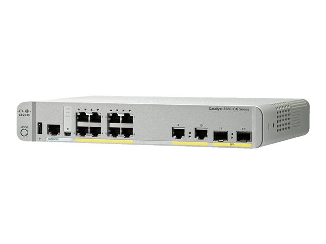 Cisco Catalyst 3560CX-8TC-S - Switch - Managed - 8 x 10/100/1000 + 2 x combo Gigabit SFP - desktop, rack-mountable, DIN rail mountable, wall-mountable