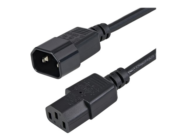 StarTech.com 1m (3ft) Power Extension Cord, C14 to C13, 10A 125V, 18AWG, Black Computer Power Cord Extension, Power Supply Extension Cable, IEC-320-C14 to IEC-320-C13 AC Power Cable - UL Listed - Power extension cable - power IEC 60320 C13 to IEC 60320 C14 - 1 m - black