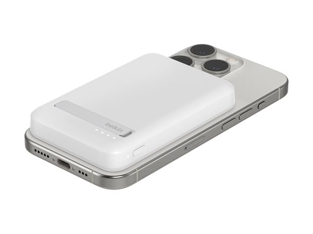 Belkin - Wireless power bank - magnetic with Qi2 - 8000 mAh - 15 Watt - Fast Charge (24 pin USB-C) - on cable: USB-C - white