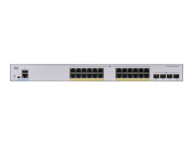Cisco Business 250 Series CBS250-24P-4G - Switch - L3 - smart - 24 x 10/100/1000 (PoE+) + 4 x Gigabit SFP - rack-mountable - PoE+ (195 W)
