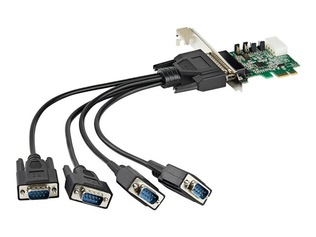 StarTech.com 4-port PCI Express RS232 Serial Adapter Card, PCIe RS232 Serial Host Controller Card, PCIe to Serial DB9 Card, 16950 UART, Desktop Expansion Card, Windows, macOS, Linux - Full/Low-Profile Brackets (PEX4S953) - Serial adapter - PCIe - RS-232 x 4