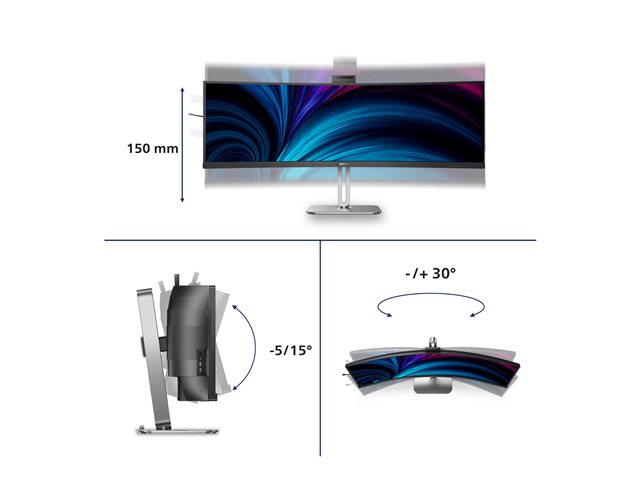 Philips 49B2U5900CH - 5000 Series - LED monitor - curved - USB - 49\" (48.8\" viewable) - 5120 x 1440 Dual Quad HD @ 75 Hz - VA - 400 cd/m² - 3000:1 - DisplayHDR 400 - 4 ms - 2xHDMI, DisplayPort, USB-C - speakers - black