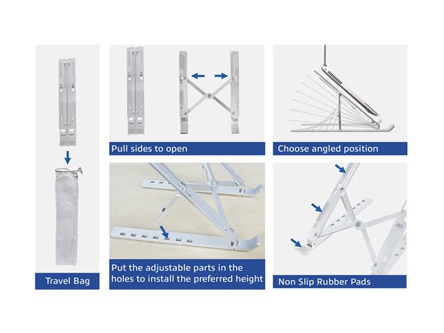 ACT - Stand - voor notebook - inklapbaar - aluminium - grijs - schermgrootte: tot 17,3\" - desktop