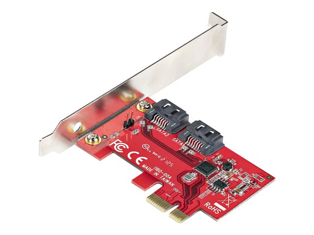 StarTech.com SATA PCIe Card, 2 Port PCIe SATA Expansion card, 6Gbps SATA Card, Full/Low Profile, PCI Express to SATA Adapter, ASM1061 Non-Raid SATA Controller Card - PCIe to SATA Converter - Storage controller - 2 Channel - SATA 6Gb/s - low profile - PCIe 2.0 x1 - red