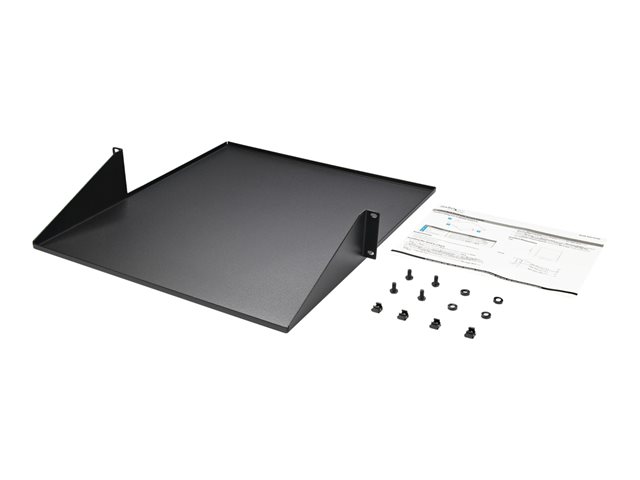 StarTech.com 2U 19\" 2-Post Network Rack Cabinet Shelf, 20in Deep Center Mount Cantilever Tray Rackmount Shelf for AV/Data Equipment Enclosure with Cage Nuts & Screws 75lb Weight Capacity - 2U Fixed Rack Shelf (CABSHF2POST2) - Rack shelf - 2-post - central - black - 2U - 19\" - for P/N: 2POSTRACK42