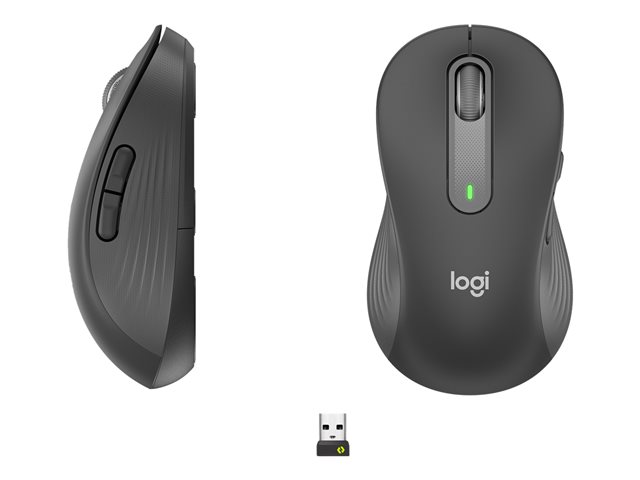 Logitech Signature M650 L LEFT - Mouse - large size - left-handed - optical - 5 buttons - wireless - 2.4 GHz, Bluetooth - Logitech Logi Bolt USB receiver - graphite
