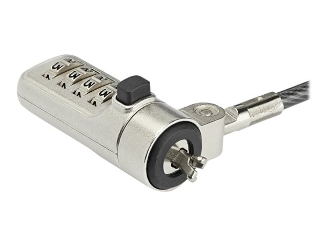 StarTech.com 6.5? (2m) Laptop Cable Lock, 4 Digit Combination Laptop/Desktop Security Cable Lock for Wedge Slot Computers/Laptops, Anti-Theft Vinyl-Coated Steel Combo Cable Lock, Portable - Wedge Slot Laptop Lock (LTLOCKNBL) - Security cable lock - silver, black - 2 m