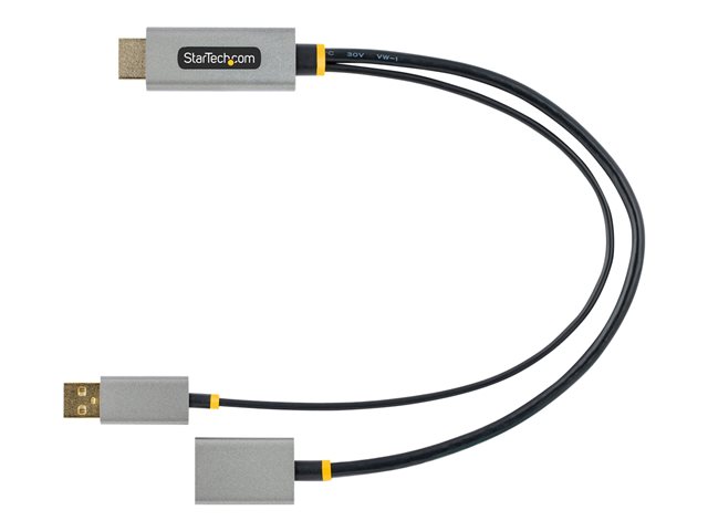 StarTech.com 1ft (30cm) HDMI to DisplayPort Adapter, Active 4K 60Hz HDMI Source to DP Monitor Adapter Cable, USB Bus Powered, HDMI 2.0 to DisplayPort Converter for Laptops/PC - Supports HDR and Ultrawide Displays (128-HDMI-DISPLAYPORT) - Adapter cable - HDMI, USB (power only) male to DisplayPort female - 30 cm - grey, black - 4K60Hz (3840 x 2160) support, active, one directional